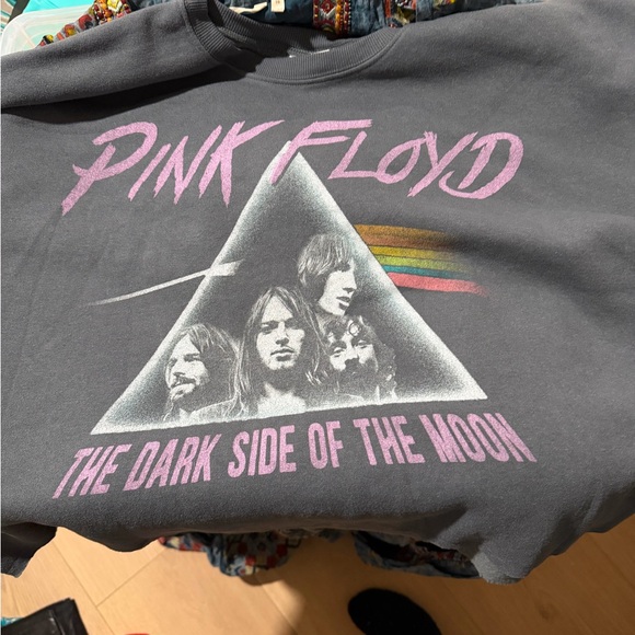 Pink Floyd Tops - Authentic Pink Floyd Dark Side of the Moon cropped sweatshirt  gray